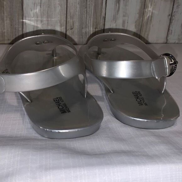 Michael Kors Silver Jelly Thong Sandals Size 6R - Picture 8 of 16